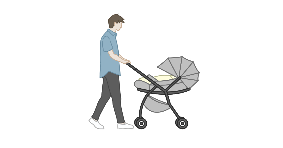 ベビーカーを押す男性のイラスト